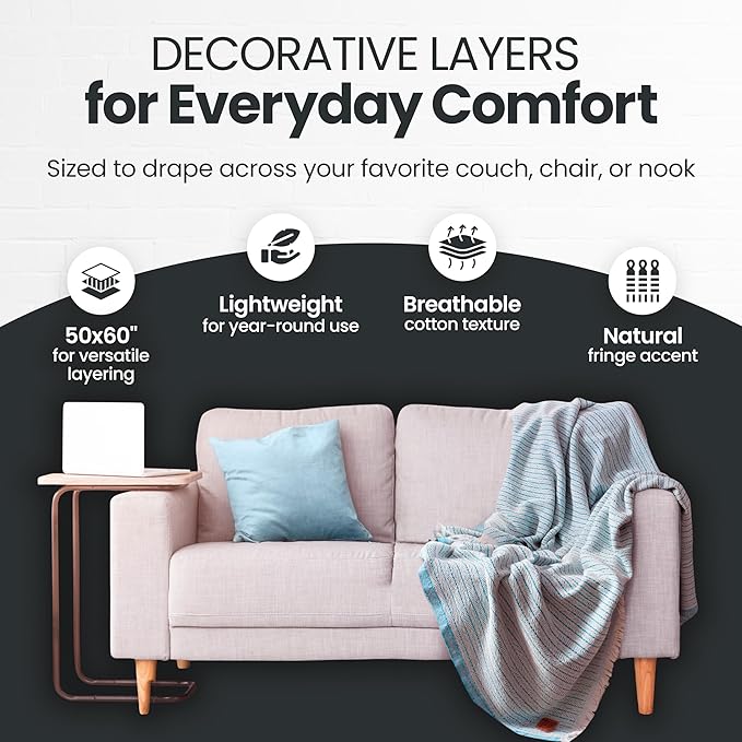 Gold Case Throw Blanket for Couch – 100% Recycled Turkish Cotton Blankets & Throws – Elegant Decorative Throw Blankets for Living Room Sofa – Woven Throws for Couch – Vintage Pink – 50x60 (Set of 2)