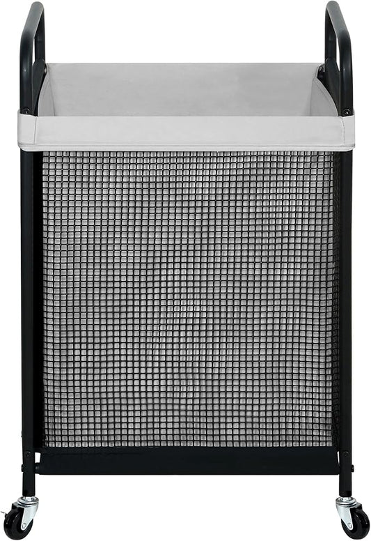 STO STO Laundry Hamper, 90L Rolling Laundry Sorter Cart with Removable and Washable Liner Bag, Rolling Clothes Hamper with Metal Handle for Laundry Room and Bedroom, Gray