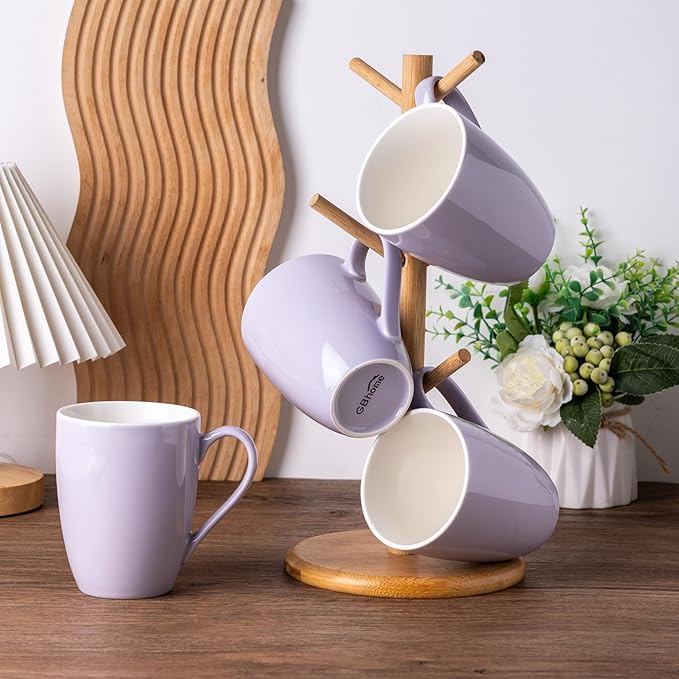 GBHOME 16oz Coffee Mugs Set of 6, Large Ceramic Coffee Mugs for Man, Woman, Dad, Mom, Modern Coffee Mugs Set with handle for Tea/Latte/Cappuccino/Milk/Cocoa. Dishwasher&Microwave Safe,Puple