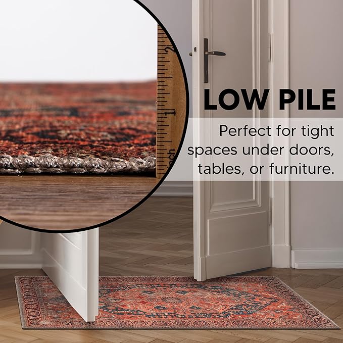 Keen Home Design 2x3 Rug - Machine Washable Entry Rug with Non-Slip Backing, Ideal for Enteryway, Kitchen, Bathroom, Laundry Room - Vintage, Easy Clean, Durable, Low Pile Rug - (2' x 3')