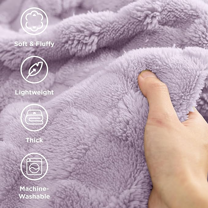 Bedsure GentleSoft Blankets Queen Size for Bed - Super Soft Cozy Blanket for Women Men Girls, Large Fuzzy Fleece Throw for Bedroom Decor, Lavender Fog, 90x90 Inches