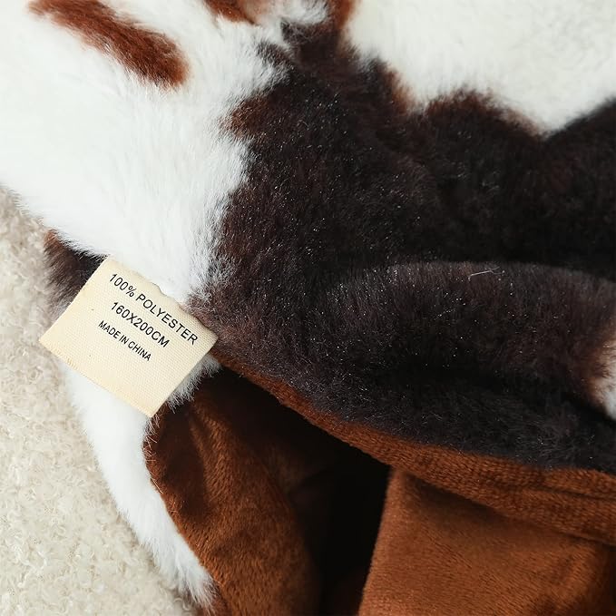 RYNGHIPY Cow Blanket Lightweight Soft Cow Print Sofa Bed Travel Blankets Warm Coffee Cow Throw Blanket for Baby Kids Girls Boys Adults (Coffee, 63''x79'')