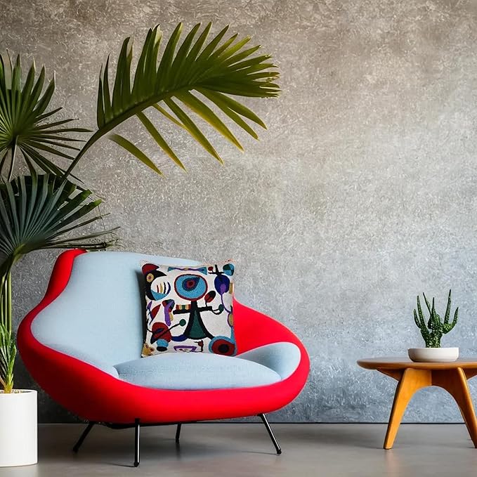 Picasso Inspired Decorative Pillow Cover Hand Embroidered Abstract Toss Pillows Farmhouse Chair Cushion Contemporary Pillowsham Mid-Century Chair Cushions Wool Size 18x18