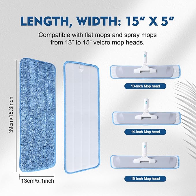 3 Pack Microfiber Mop Pads, Mop Replacement Pads Refills Floor Spray Mop Pads Wet Moping Pads Refill Reusable Pads Suitable for All Spray Mops Cleaning