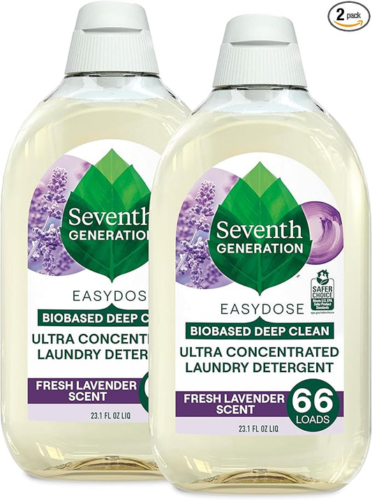 Seventh Generation EasyDose Laundry Detergent Fresh Lavender Scent 2 Pack Ultra Concentrated Washing Detergent 23 oz