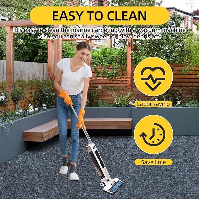 Marine Carpet,5 FT x 15 FT Dark Gray Indoor Outdoor Carpet 0.2" Thick Boat Carpet with Water-Proof TPE Backing, Non-Slide Outdoor Marine Carpet Roll for Home, Patio, Porch, Deck