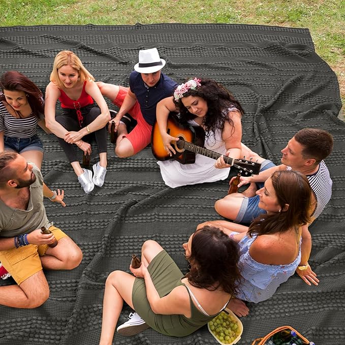 PHF 100% Cotton Waffle Blanket Oversized King 120"x120", Lightweight Breathable Extra Large 10'x10' Summer Blankets for Bed, Giant Big Luxury Aesthetic Woven Bedding for Home Decor, Charcoal Grey