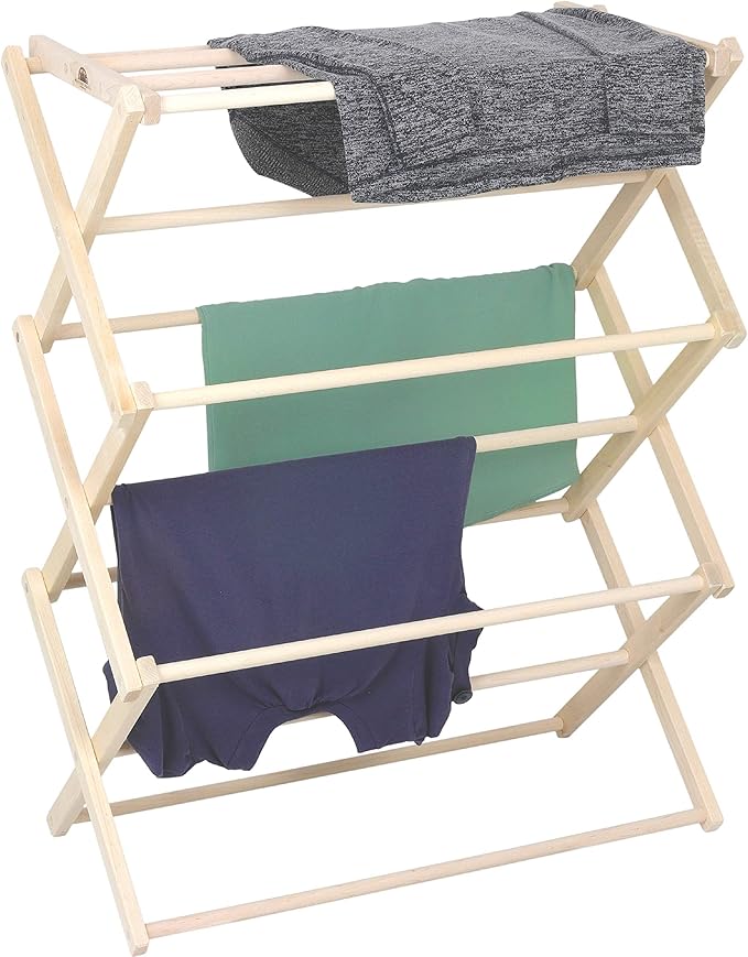Pennsylvania Woodworks Premium American Maple Clothes Drying Rack - Handcrafted in Pennsylvania - Solid Wood Construction, Collapsible, Eco-Friendly Laundry Solution (Medium)