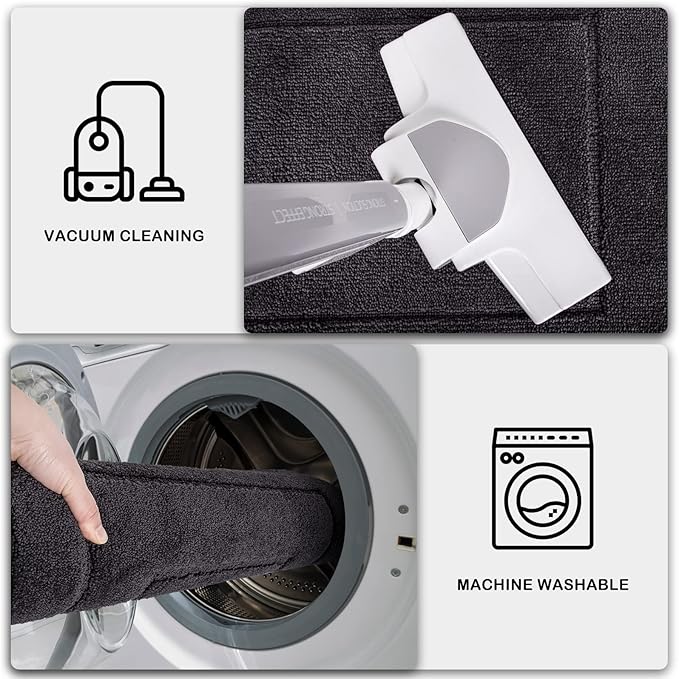 PURRUGS Dirt Trapping Door Mat 34" x 59", Non-Slip/Skid Machine Washable Entryway Area Rug, Dog Doormat, Super Absorbent Welcome Mat for Muddy Wet Shoes and Paws, Charcoal