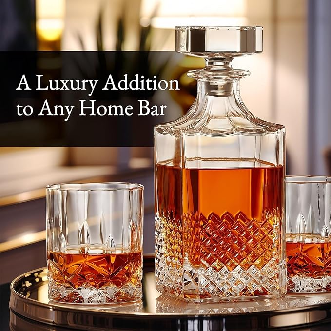 Luxury Gift For Men – Whiskey Decanter Set For Beloved Husband Or Dad Birthday Gift – 2 Whiskey Glasses And Decanter Set Is a Great Gift Idea for Whisky, Bourbon, Scotch lovers…