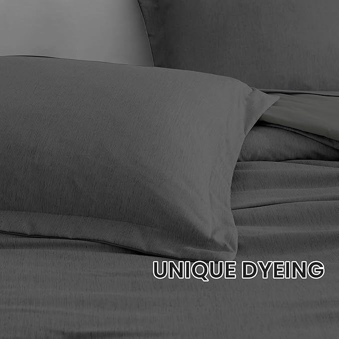 Monbix Full Size Comforter Set, Dark Grey Bedding Comforter for Full Size Bed Set Reversible, Bedding Sets Full 7 Pieces, Cationic Dyeing Bed in a Bag with Comforter, Sheets, Pillowcases & Shams