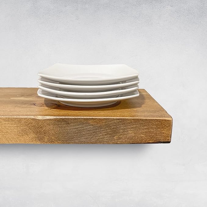 URBANDI, Rustic Floating Shelves, Set of 2, Hidden Bracket, Solid Wood, Heavy Duty, Wall Mounted Shelves, (Brown, 36Wx6D)