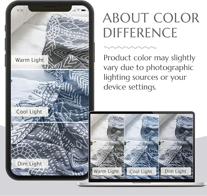 JINCHAN Boho 100% Cotton Muslin Blanket 3-Layer Twin Size Geometric Lightweight Reversible Soft Cozy Throw for Couch Sofa Bed All Season Coverlet Ideal Gift Bedroom Living Room Decor Blue 60x80 Inches