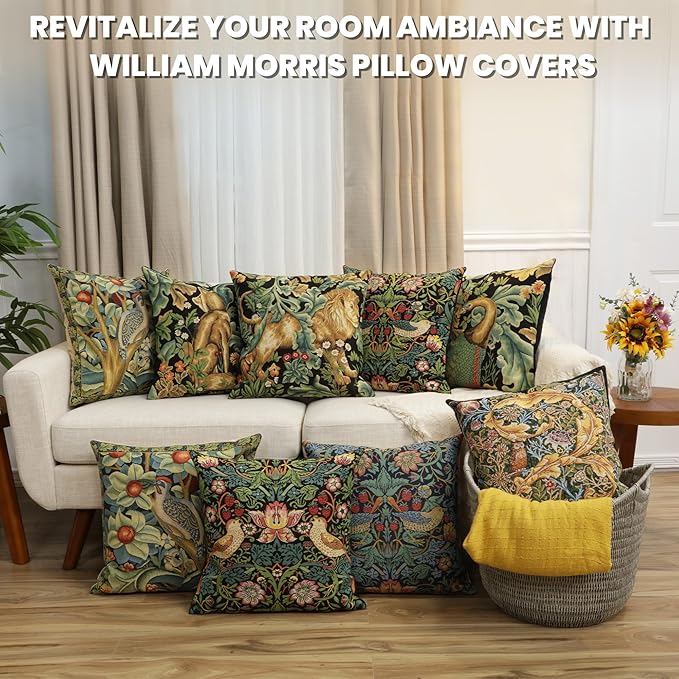 Charlotte Home Furnishings Throw Pillow Covers, Decorative Boho Pillow Covers for Couch, Living Room, Black Strawberry Square Cushion Cases 18x18 in, European Cotton Jacquard Woven, Cozy Bedroom Decor