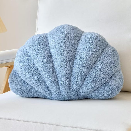 Dusty Blue Seashell Throw Pillows, Shell Shaped Throw Pillows, 13 Inch Soft Home Decorative Pillow Plush Cushion for Bed Couch Living Sofa Room Decor Accent Throw Pillow