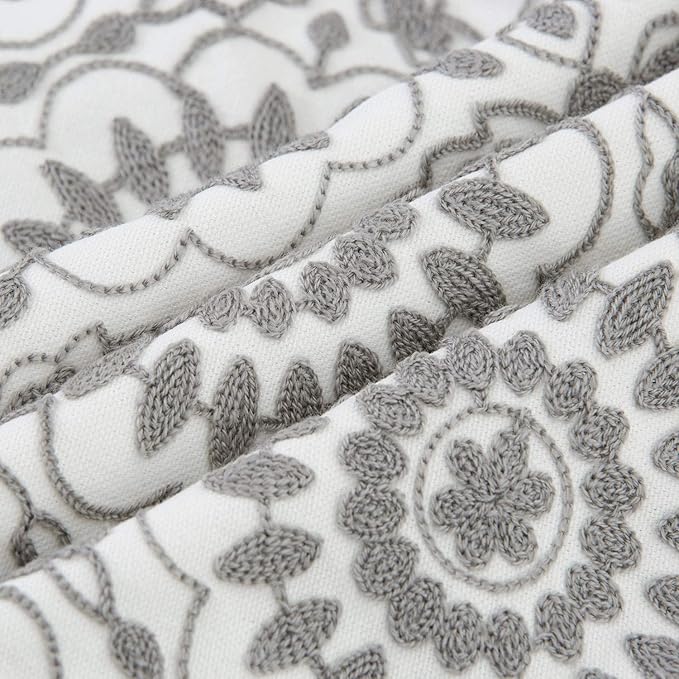 HWY 50 Gray Grey Decorative Throw Pillow Covers 18x18 Inch (1 Piece), Embroidered Cotton Farmhouse Cushion Cover Pillow Case for Sofa Couch Living Room Bed, Little Sunflower