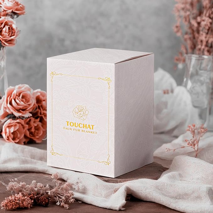 Touchat Luxury 1000GSM Faux Rabbit Fur Throw Blanket, Super Heavy Warm Cozy Blankets for Couch Bed Sofa, Bubble Plush Fuzzy Elegant Soft Reversible Mink Blanket for Living Room Bedroom, Cream White