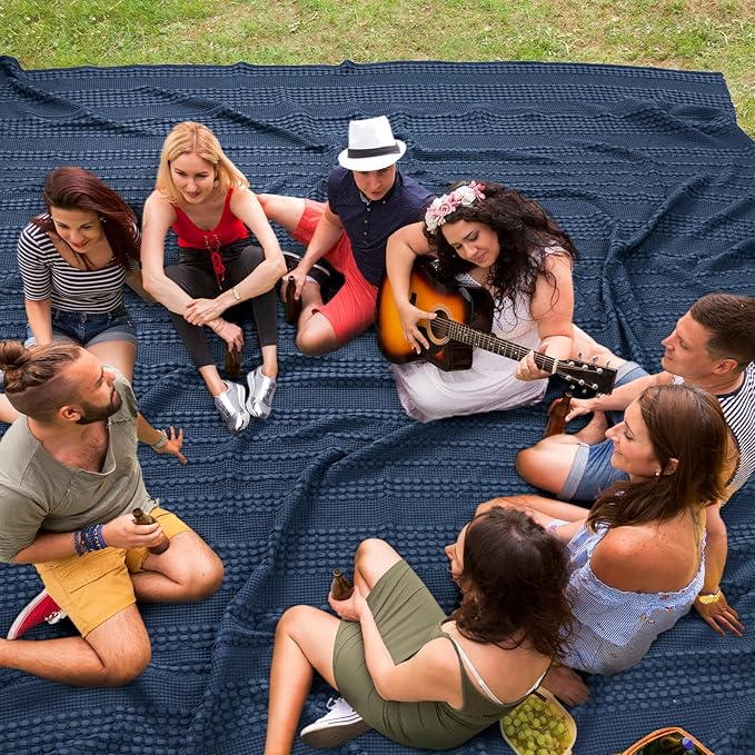 PHF 100% Cotton Waffle Blanket Oversized King 120"x120", Lightweight Breathable Extra Large 10'x10' Summer Blankets for Bed, Giant Big Luxury Aesthetic Woven Bedding for Home Decor, Bright Navy Blue