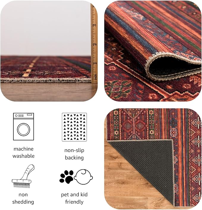 Keen Home Design 2x3 Rug - Machine Washable Entry Rug with Non-Slip Backing, Ideal for Enteryway, Kitchen, Bathroom, Laundry Room - Vintage, Easy Clean, Durable, Low Pile Rug - (2' x 3')