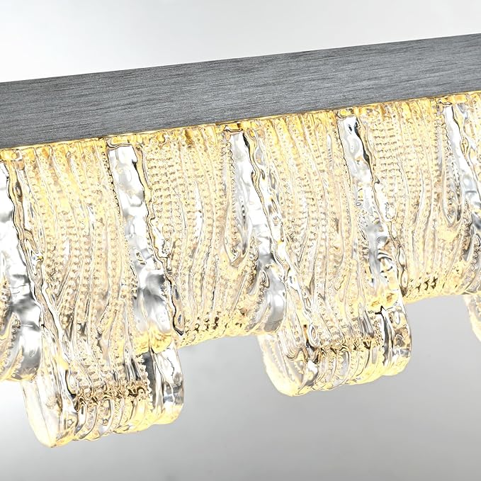 Modern Pendant Lights Kitchen Island, 50" Minimalist Dimmable LED Linear Light Fixture Silvery Gray Aluminum Bar Lights Hanging for Dining Room, Kitchen, Restaurant, Living Room