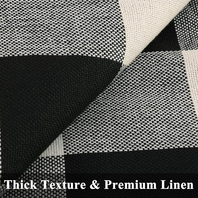 decorUhome Buffalo Plaid Check Throw Pillow Covers 16x16 Set of 2, Outdoor Decorative Farmhouse Neutral Pillow Covers with Stitched Edge for Bed Couch Sofa, Black and White
