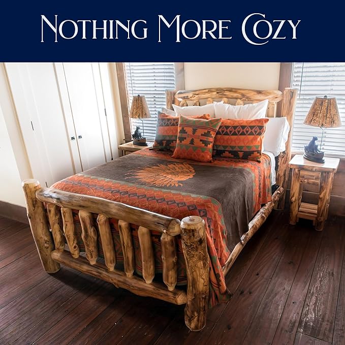 Beacon Blankets Southwestern Chief Henry Native American Design Throw - 90" x 90" Blanket Only - Premium Plush Blanket Can be Used for Queen or King Size Bed