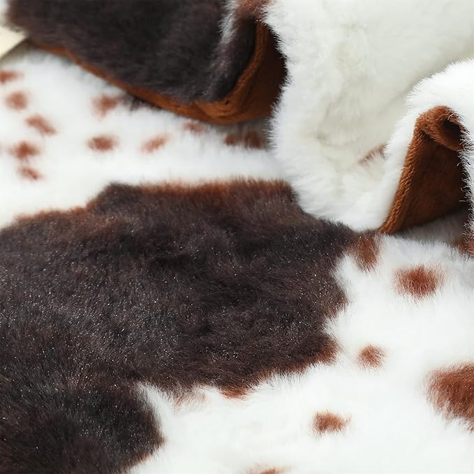 RYNGHIPY Cow Blanket Lightweight Soft Cow Print Sofa Bed Travel Blankets Warm Coffee Cow Throw Blanket for Baby Kids Girls Boys Adults (Coffee, 63''x79'')