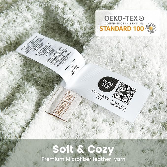 Snuggle Sac Sage Green Throw Blanket for Couch, Reversible Super Soft Warm Blankets Cozy Knit Blanket Fuzzy Plush Lightweight Throws for Sofa, Bed, Picnic, Ombre Sage Green, 50 x 60 inches