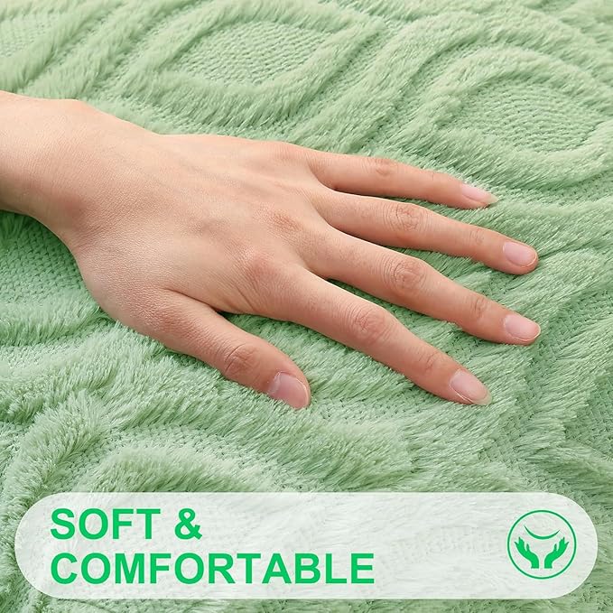 decorUhome Throw Pillow Covers 16x16 Inch Set of 2, Soft Plush Decorative Faux Fur Sage Green Solid Couch Pillow Covers, Accent Farmhouse Neutral Square Euro Pillow Cases for Sofa Bed Living Room