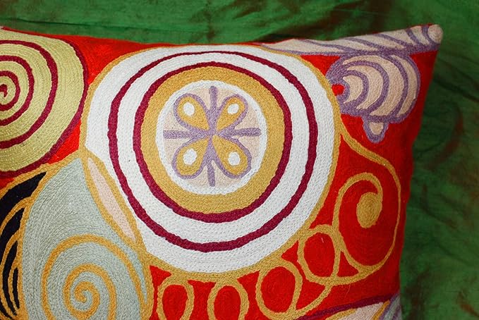 Hilma Al Klint Red Pillow Cover Modern Red Pillowcase Abstract Chair Cushion Accent Throw Pillowsham Mid Century Chair Cushions Hand Embroidered Wool Size 18x18