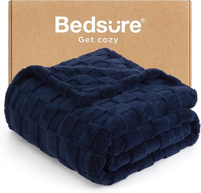 Bedsure GentleSoft Navy Blue Throw Blanket for Couch - Super Soft Cozy Blankets Gifts for Women Men Girls, Cute Small Fleece Throws for Bedroom Home Decor, 50x70 Inches