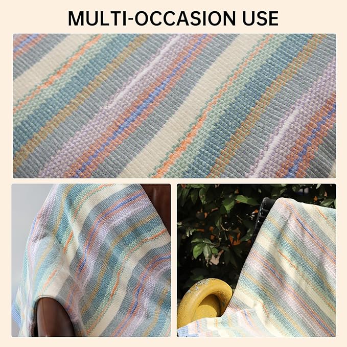 Soft Chenille Yarn Throw 50"x60", Handmade Knit Throw Blanket, for use in All Seasons, Soft Cozy Warm Knitted Blanket for Bed Sofa, Couch Chair, Living Room(2.54Ib)