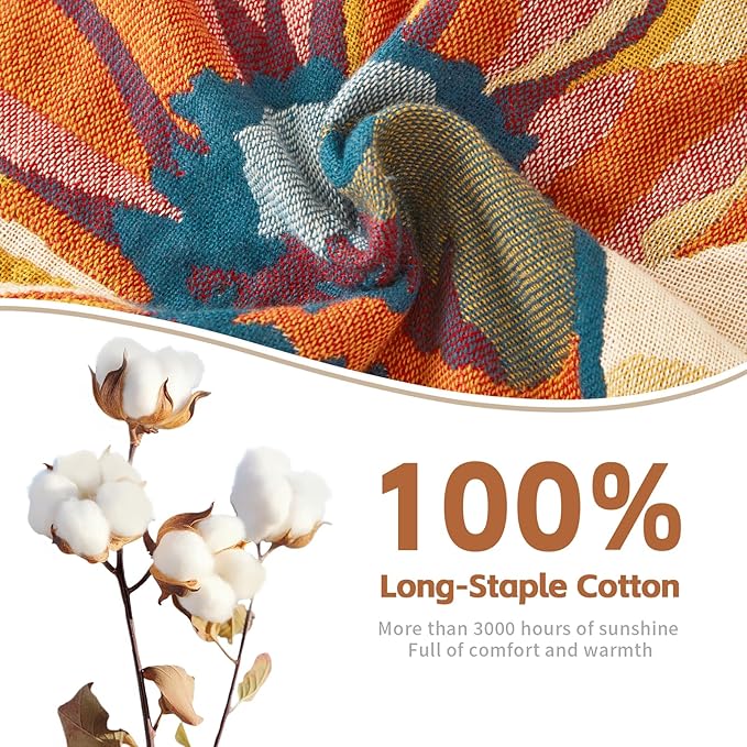 King Size Blanket for Bed Ultra Cozy Rustic Blanket Floral Pattern Large Throw Blanket Cotton Farmhouse Decor Sofa Cover Bed Decoration (90"x98",02-Colorful Flowers)
