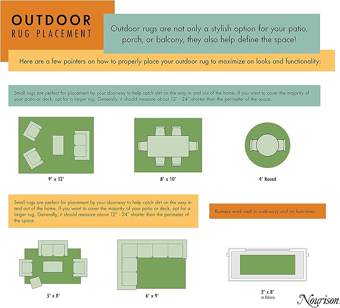 Nourison Home Positano 9' x 12' Light Grey Modern Indoor/Outdoor Rug Polypropylene