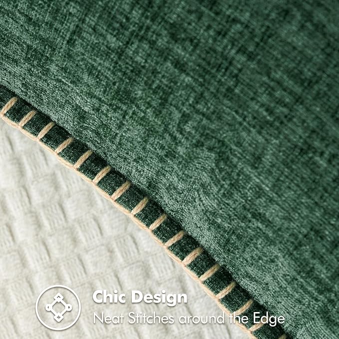 MIULEE Pack of 2 Christmas Pillow Covers 12x20 Inch Dark Green Farmhouse Decorative Throw Pillow Covers with Stitched Edge Soft Chenille Solid Dyed Couch Pillow Covers for Sofa Bed Living Room