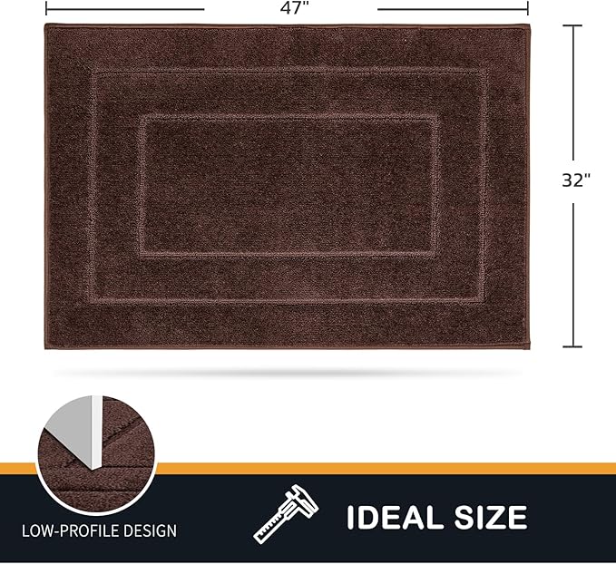 PURRUGS Dirt Trapping Door Mat 32" x 47", Non-Slip/Skid Machine Washable Entryway Rug, Dog Doormat, Super Absorbent Welcome Mat for Muddy Wet Shoes and Paws, Brown
