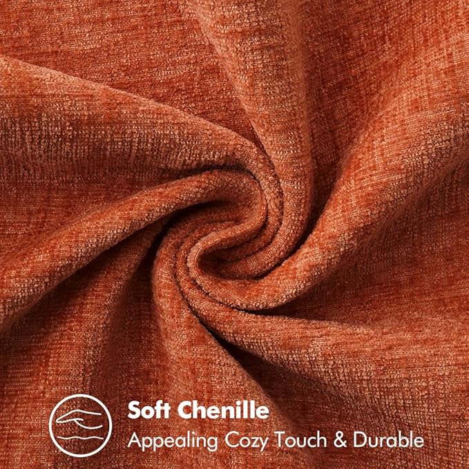 MIULEE Pack of 2 Fall Couch Throw Pillow Covers 50x50 cm Rust Farmhouse Decorative Pillow Covers with Stitched Edge Soft Chenille Solid Dyed Pillow Covers for Sofa Bed Living Room