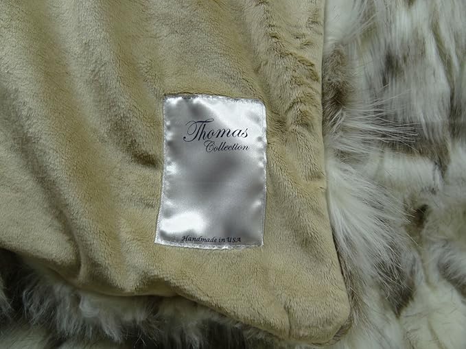 Ivory Faux Fur Throw Blanket & Bedspread - Tibet Fox Fur - Ivory Beige Luxury Faux Fur - Throw Blanket - Luxury Soft Faux Fur, Handmade in US, 16445