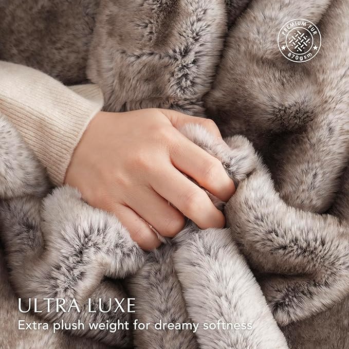 Ultra Soft Luxury Fluffy Mink Faux Fur Throw Blanket, Thick Warm Fall Winter Blankets for Bed, Couch, Cozy Plush Reversible Blanket for Chair, Sofa (Ombré Hazel Brown, 60"x80")