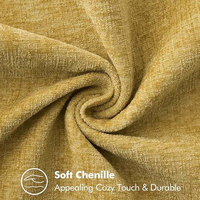 MIULEE Pack of 2 Couch Throw Pillow Covers 20x20 Inch Mustard Yellow Farmhouse Decorative Pillow Covers with Stitched Edge Soft Chenille Solid Dyed Fall Pillow Covers for Sofa Bed Living Room