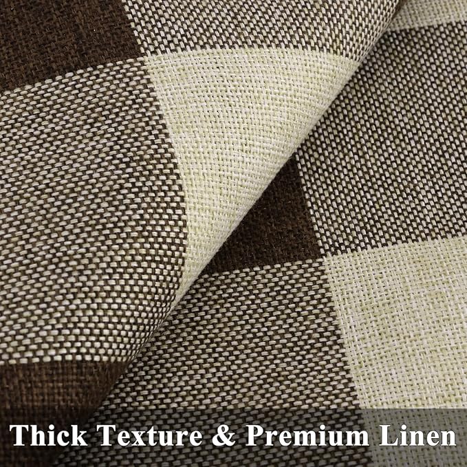 decorUhome Buffalo Plaid Check Throw Pillow Covers 22x22 Set of 2, Outdoor Decorative Farmhouse Neutral Pillow Covers with Stitched Edge for Bed Couch Sofa, Brown and Beige