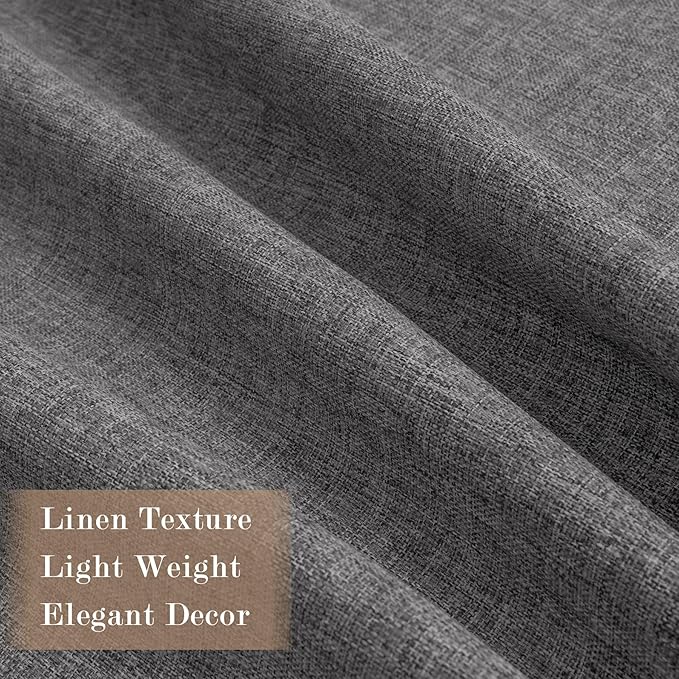 100% Blackout Linen Textured Drapes for Bedroom Pinch Pleated Curtains for Track System Portable Drapery for Sliding Glass Door/Storage/Space Room Divider, 70" Wx96 L, 1 PC, Natural Grey