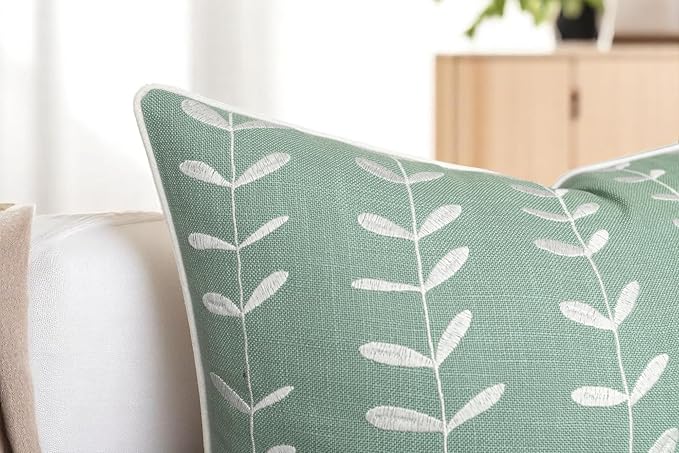 VAGMINE Embroidered Lollipop Pillow Cover - 18x18 Inches Square - 100% Cotton Light Teal Decorative Cushion Cover - Modern Textured Embroidery - Elegant Accent for Sofa, Bed, Living Room