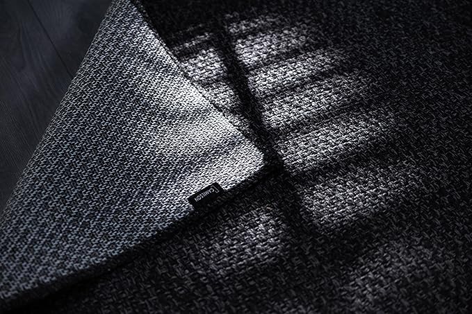 CAMILSON Easy Jute Rug 9x12, Indoor Outdoor Dark Gray Black Farmhouse Area Rugs for Living Room Patio and Kitchen Rug Solid Boho Woven Design Easy-Cleaning Washable Outside Carpet Alfombras (9 x 12)