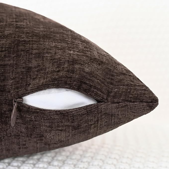 CaliTime Throw Pillow Covers Decorative 18 X 18 Inches Pack of 4 Cozy Chenille Cushion Cases for Couch Sofa Bed Living Room Home Coffee