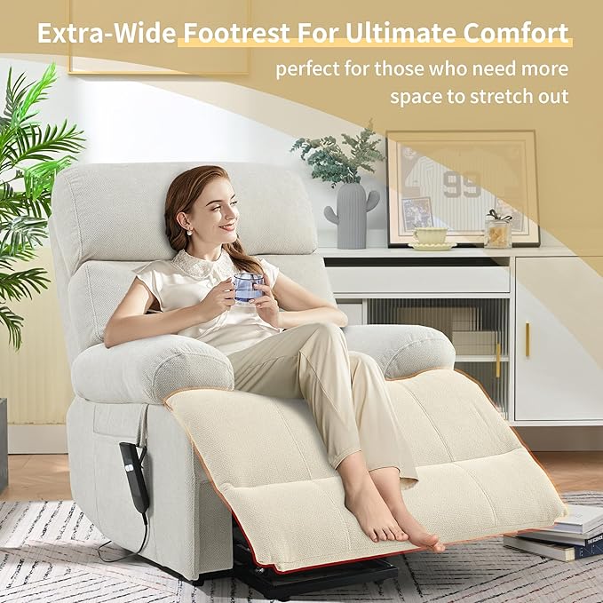 Power Lift Chair Recliners for Elderly, Overstuffed Electric Lift Recliner Chair with Widened Footrest Side Packets for Living Room Bedroom