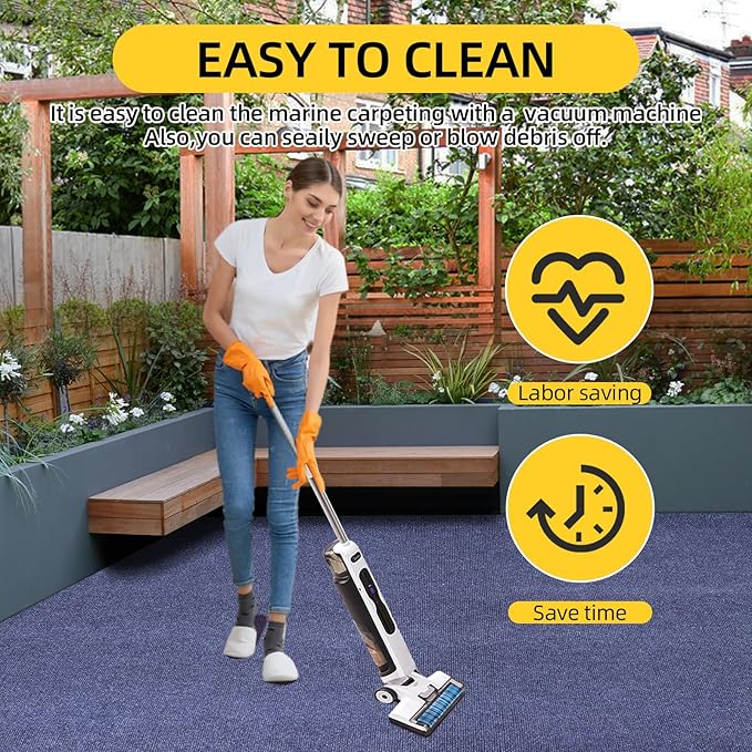 Marine Carpet,5 FT x 25 FT Deep Blue Indoor Outdoor Carpet 0.2" Thick Boat Carpet with Water-Proof TPE Backing, Non-Slide Outdoor Marine Carpet Roll for Home, Patio, Porch, Deck