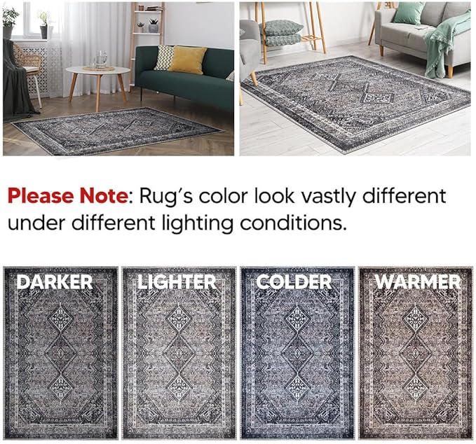 Keen Home Design 2x7 Rug - Machine Washable Runner Rug with Non-Slip Backing, Ideal for Hallway, Entryway, Kitchen, Laundry Room - Vintage, Easy Clean, Durable, Low Pile Rug - (2'6" x 7')