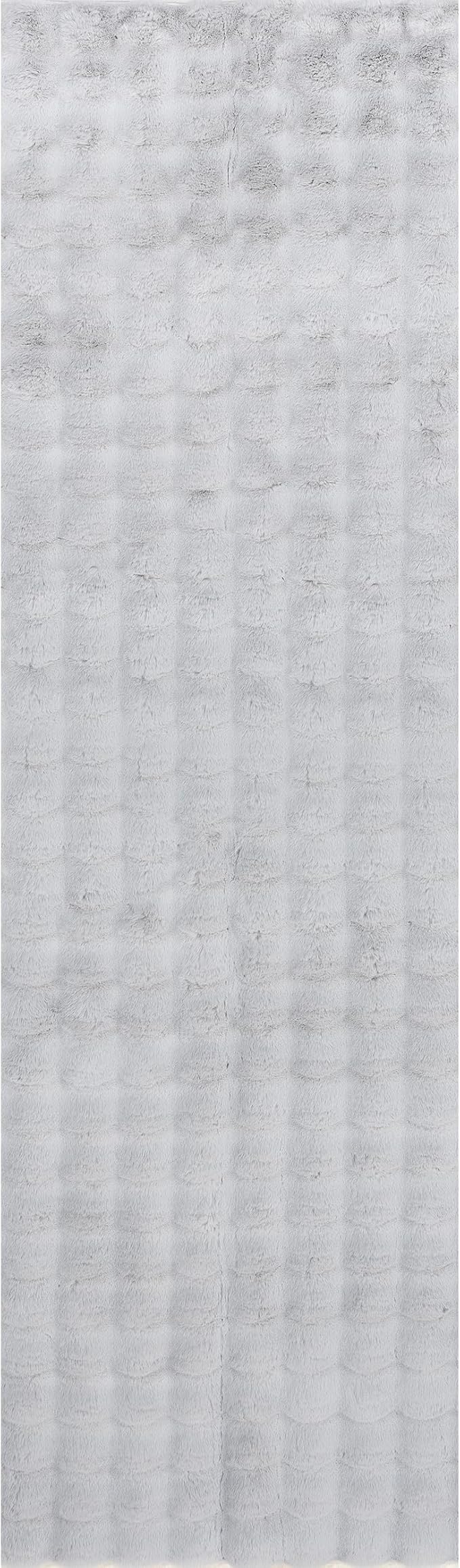 nuLOOM Jeni Solid Faux Rabbit Machine Washable Runner Rug, 2' 6" x 10', Silver