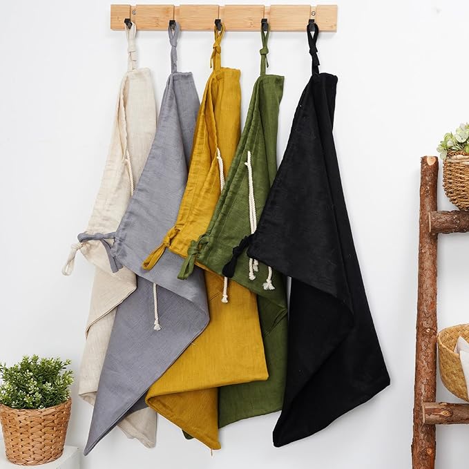 Linen Hanging Laundry Bag, Over The Door Laundry Hamper for Dirty Clothes, Drawstring Closure with Bottom Zipper, Gray